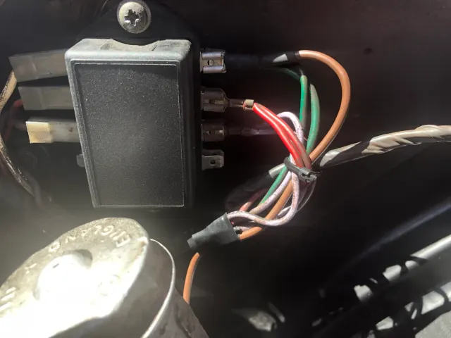 Wiper motor switch wiring connections under dash