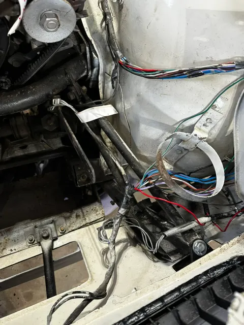 Engine bay wiring harness partially disconnected