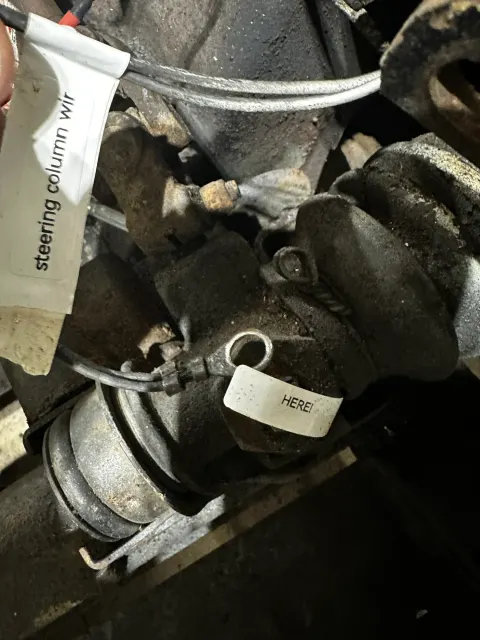 Labelled steering column wiring and grease point