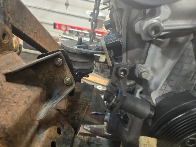 Custom engine mount bracket trial fit