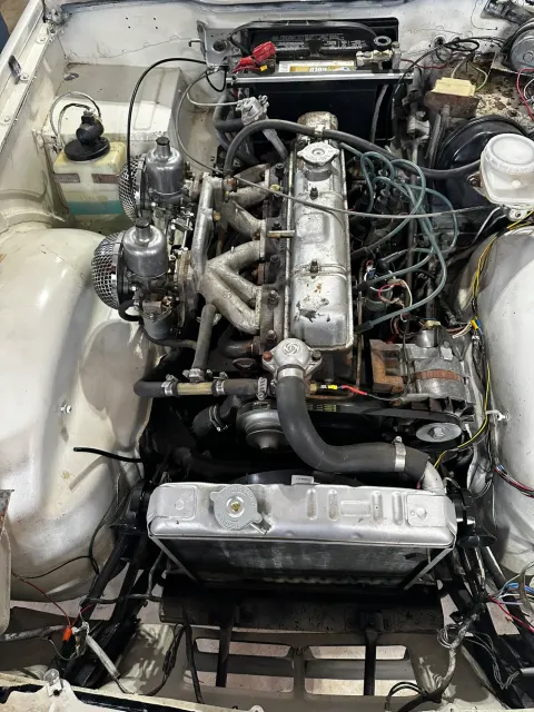 Triumph six-cylinder engine installed in bay