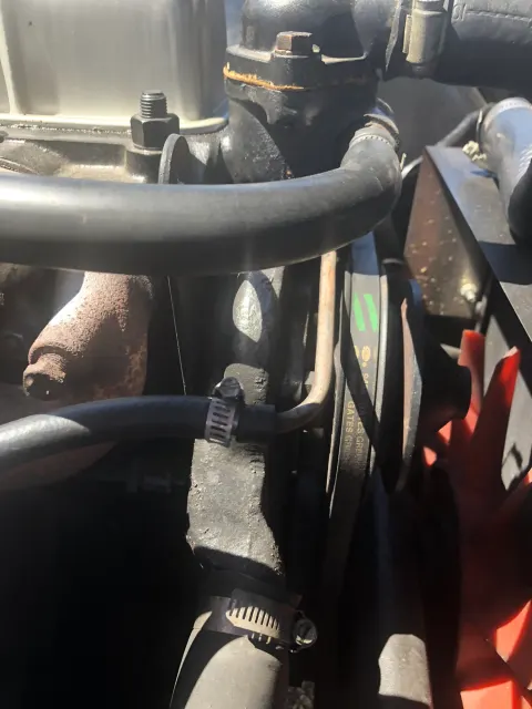 Coolant hoses and clamps in engine bay