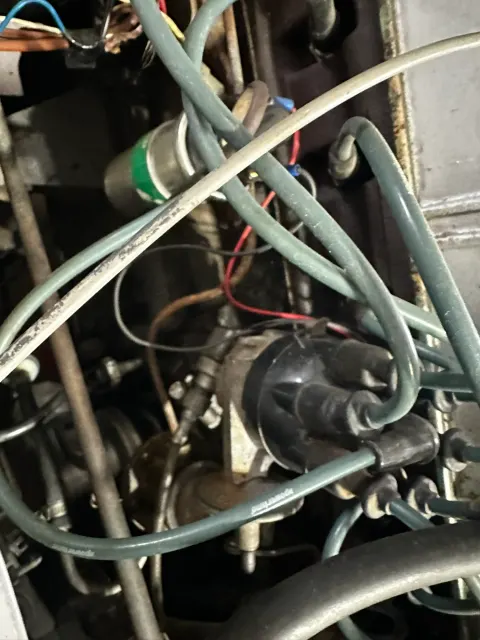 Distributor and HT leads in engine bay
