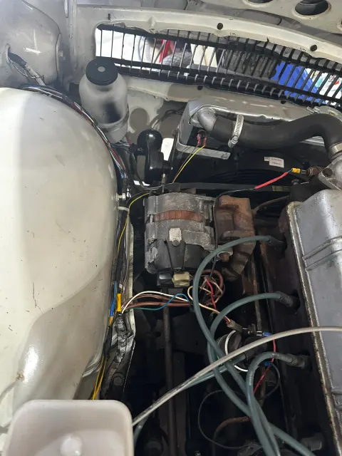 Alternator and wiring loom in engine bay