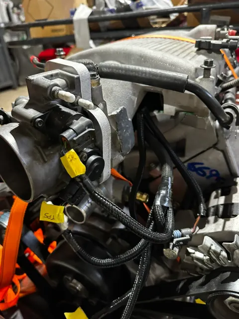 Modern V8 intake manifold and throttle body wiring